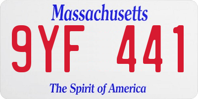 MA license plate 9YF441