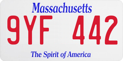 MA license plate 9YF442