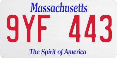 MA license plate 9YF443