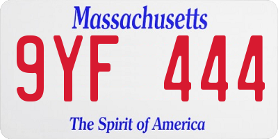 MA license plate 9YF444