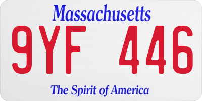 MA license plate 9YF446