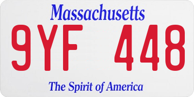 MA license plate 9YF448