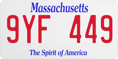 MA license plate 9YF449