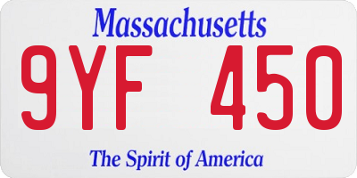 MA license plate 9YF450