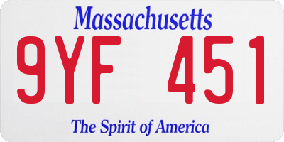 MA license plate 9YF451