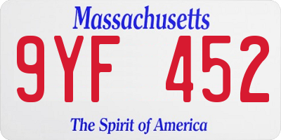 MA license plate 9YF452