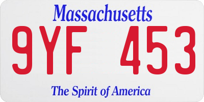 MA license plate 9YF453