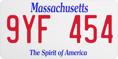 MA license plate 9YF454