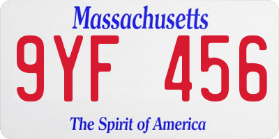 MA license plate 9YF456