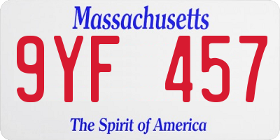 MA license plate 9YF457
