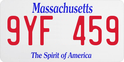 MA license plate 9YF459