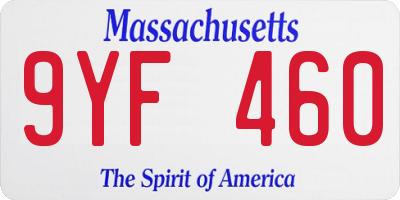 MA license plate 9YF460