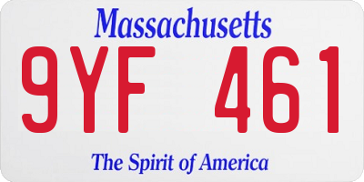 MA license plate 9YF461