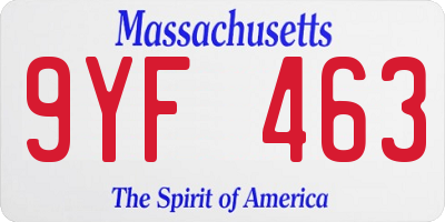 MA license plate 9YF463