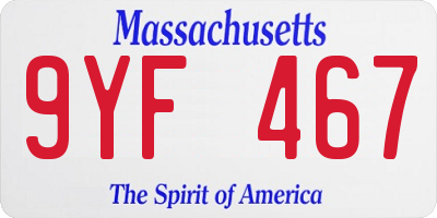 MA license plate 9YF467