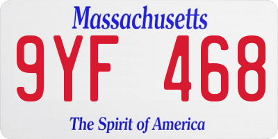 MA license plate 9YF468