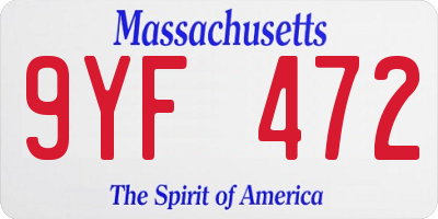 MA license plate 9YF472