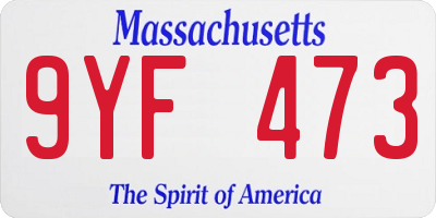 MA license plate 9YF473