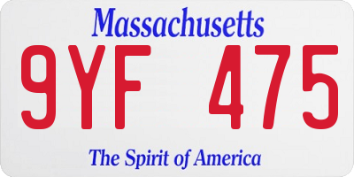 MA license plate 9YF475