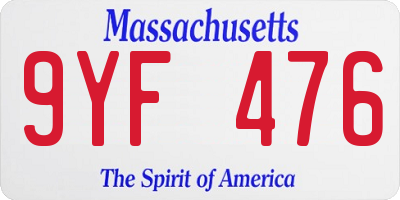 MA license plate 9YF476