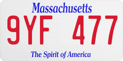 MA license plate 9YF477