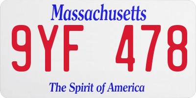 MA license plate 9YF478