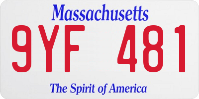 MA license plate 9YF481