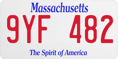 MA license plate 9YF482