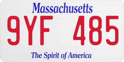 MA license plate 9YF485