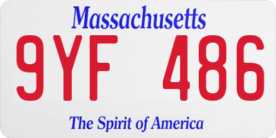 MA license plate 9YF486