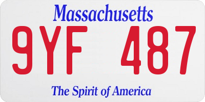MA license plate 9YF487