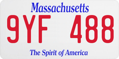 MA license plate 9YF488