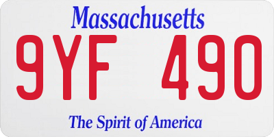 MA license plate 9YF490