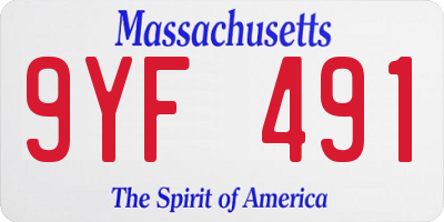 MA license plate 9YF491