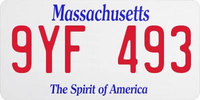 MA license plate 9YF493