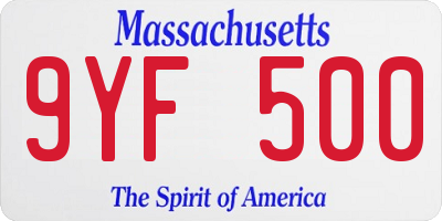 MA license plate 9YF500