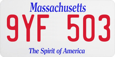 MA license plate 9YF503