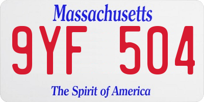 MA license plate 9YF504