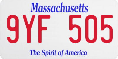 MA license plate 9YF505