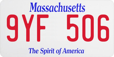 MA license plate 9YF506