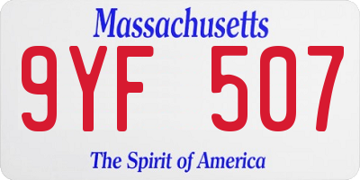 MA license plate 9YF507