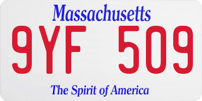 MA license plate 9YF509