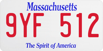 MA license plate 9YF512