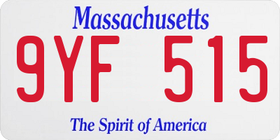 MA license plate 9YF515