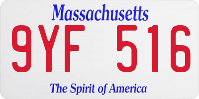 MA license plate 9YF516