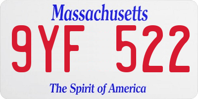 MA license plate 9YF522