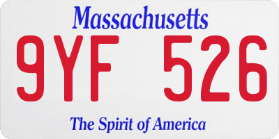 MA license plate 9YF526
