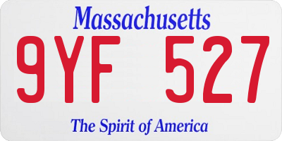 MA license plate 9YF527
