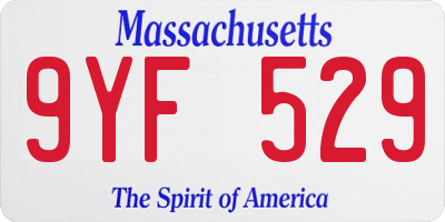 MA license plate 9YF529