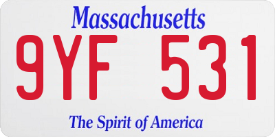 MA license plate 9YF531